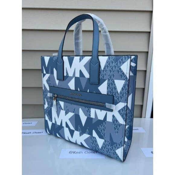 Michael Kors tote bag kenly large purse MK signature chambray multi - Picture 3 of 12